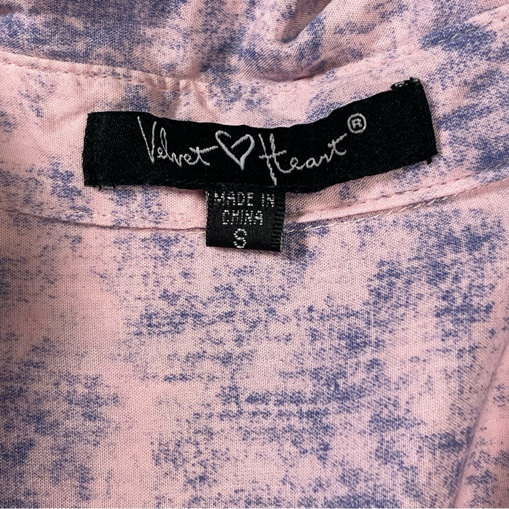 Soft Girl Tie Dye Button Down Blouse Pink Purple Boho Casual Top Small - Picture 9 of 10